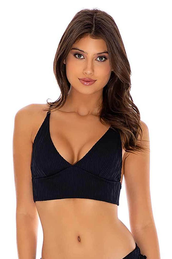 Luli Fama River Dance BLACK BUSTIER TOP
